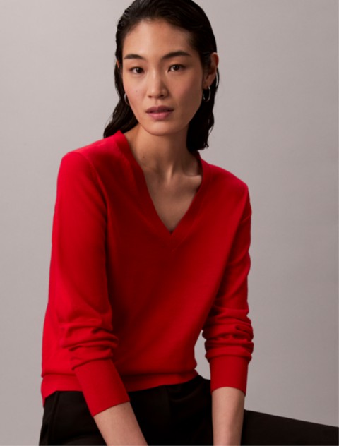 Женские свитеры Calvin Klein Merino Wool V-Neck Sweater