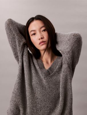 Chunky Relaxed V Neck Sweater, Stoneflag