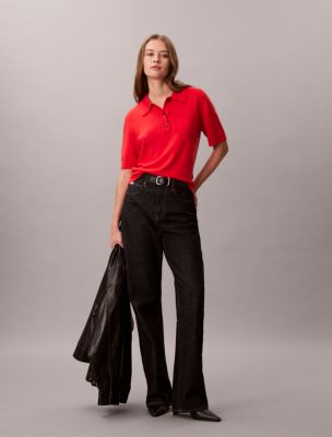 Merino Wool Polo Sweater, Tuscan Terra Cotta 
