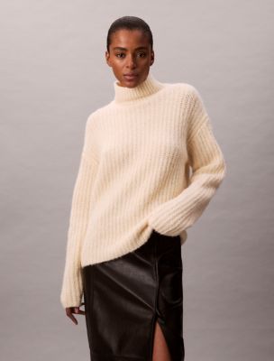 Rib Relaxed Turtleneck Sweater, Tofu