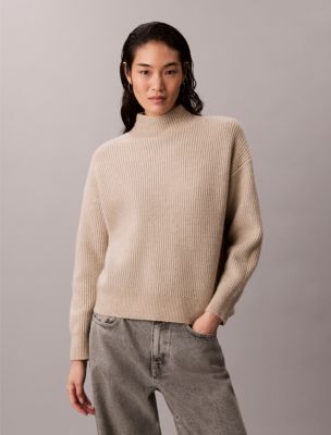 Ribbed Relaxed Turtleneck Sweater, Island Fossil