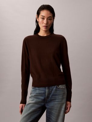 Extra Fine Merino Blend Crewneck Sweater, Mulch