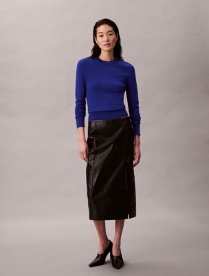 Extra Fine Merino Blend Crewneck Sweater, Cobalt  