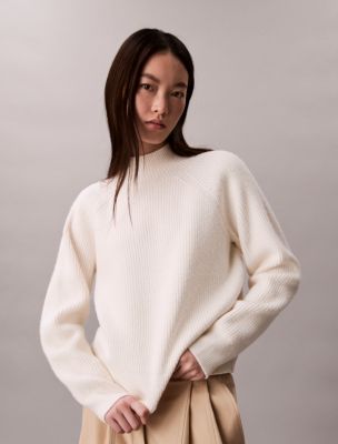 Rib Classic Mock Neck Sweater, Tofu