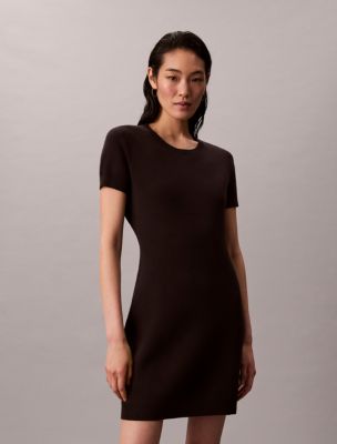 Tech Knit Logo Dress, Black
