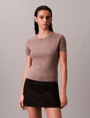 Tech Knit T-Shirt, Camel Heather