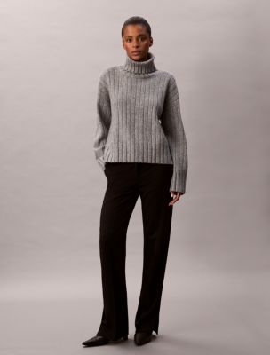 Wide Rib Relaxed Turtleneck Sweater | Calvin Klein