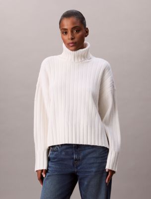 Rib Relaxed Turtleneck Sweater, Tofu