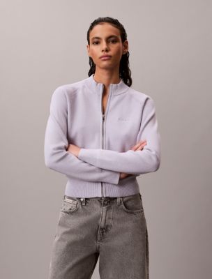 Tech Knit Zip Sweater, Lacey Lilac Melange
