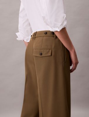 Wool Gabardine Wide Leg Trouser | Calvin Klein