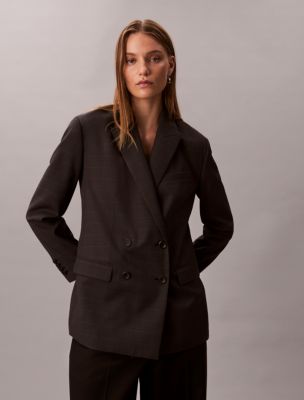 Женские пиджаки Calvin Klein Houndstooth Wool Blend Relaxed Blazer — фото 3
