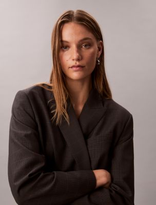 Женские пиджаки Calvin Klein Houndstooth Wool Blend Relaxed Blazer — фото 4