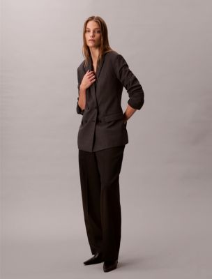 Женские пиджаки Calvin Klein Houndstooth Wool Blend Relaxed Blazer — фото 5