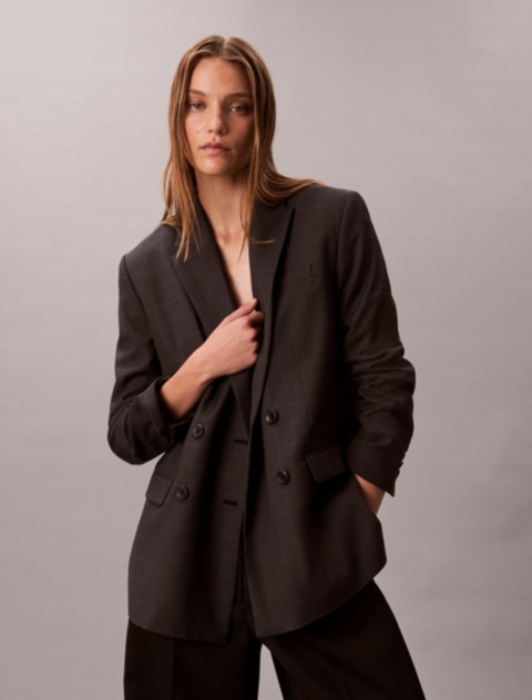 Женские пиджаки Calvin Klein Houndstooth Wool Blend Relaxed Blazer
