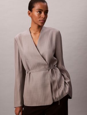Женские пиджаки Calvin Klein Viscose Jacquard Wrap Blazer — фото 4