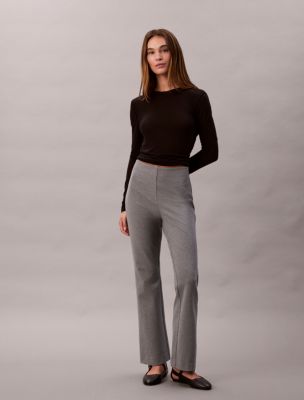 Ponte Slim Flared Pants, Grey Heather