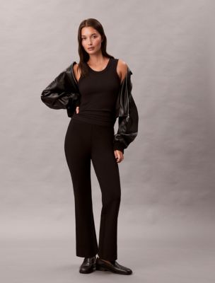 Ponte Slim Flared Pants, Black