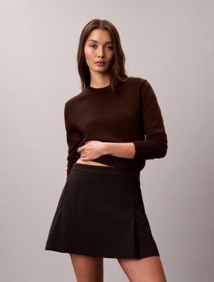 Pleated Mini Skirt, Black