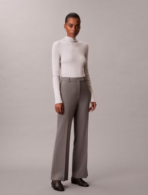 Tailored Flared Pants, Pewter Melange