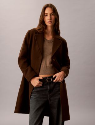 Женское пальто Calvin Klein Wool Blend Tailored, цвет: Коричневый — фото 2