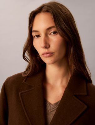 Женское пальто Calvin Klein Wool Blend Tailored, цвет: Коричневый — фото 3
