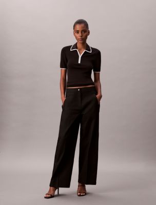 Cotton Twill Logo Tape Pants, Black