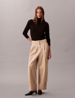 Adjustable Wide Leg Chino Pants, Charming Khaki