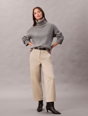 Cotton Stretch Twill Barrel Pants, Island Fossil