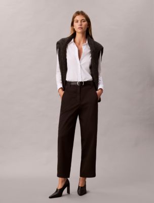 Cotton Stretch Twill Barrel Pants, Espresso Style