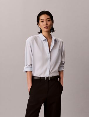 Женские рубашки Calvin Klein Lyocell Roll Tab Button-Down Shirt — фото 3