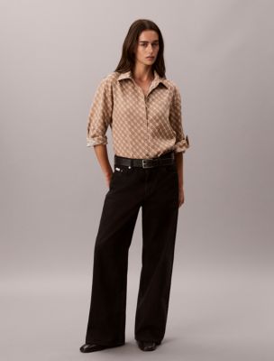Женские рубашки Calvin Klein Lyocell Stripe Classic Button-Down Shirt — фото 3