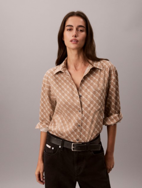 Женские рубашки Calvin Klein Lyocell Stripe Classic Button-Down Shirt
