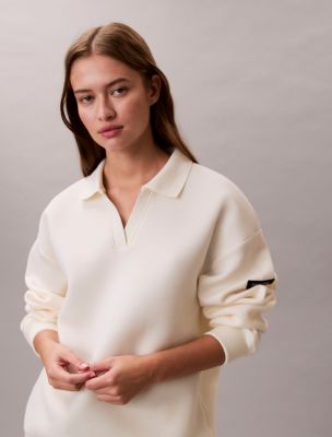 Smooth Relaxed Polo Sweatshirt, Vanilla Ice
