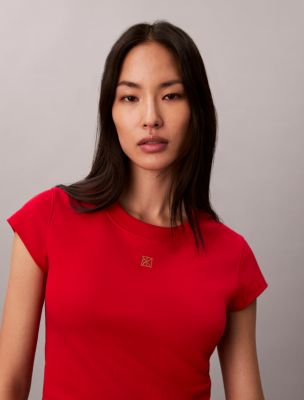 Женские футболки Calvin Klein Lunar New Year Emblem Logo Crop T-Shirt — фото 3