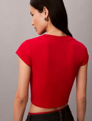 Женские футболки Calvin Klein Lunar New Year Emblem Logo Crop T-Shirt — фото 4