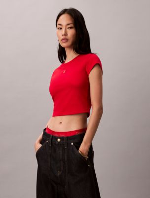 Женские футболки Calvin Klein Lunar New Year Emblem Logo Crop T-Shirt — фото 5
