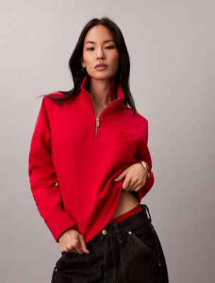 Lunar New Year Terry Emblem Logo Sweatshirt, Pantone Red