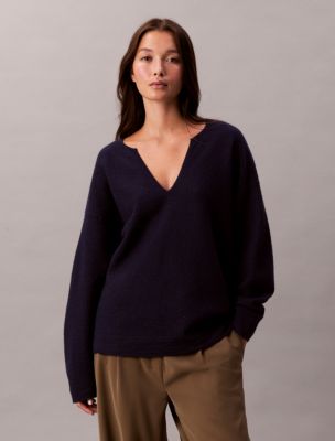 Merino Wool Relaxed V-Neck Sweater | Calvin Klein