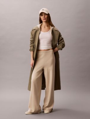 Relaxed Knit Wide Leg Pants, Silvermoss