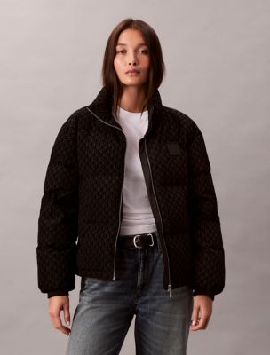 Allover Monogram Puffer Jacket, Black