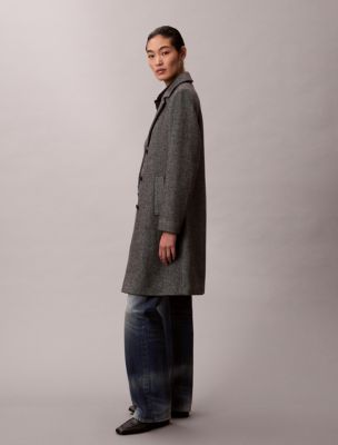cale カル　Wool Herringbone Visto Blouson Wool Blend Herringbone Coat | Calvin Klein® USA