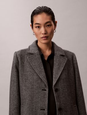 cale カル　Wool Herringbone Visto Blouson Cale Wool Herringbone Coat Brown | HAVEN