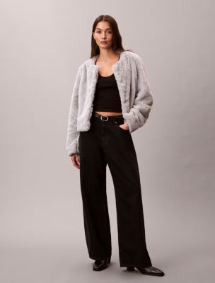 Faux Fur Jacket, Quiet Gray