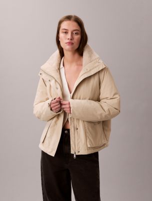 Sherpa Collar Relaxed Jacket, Silvermoss