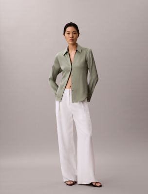 Женские рубашки Calvin Klein Hammered Satin Fitted Shirt — фото 2