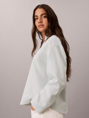 Женские рубашки Calvin Klein Linen Blend Classic Shirt — фото 2
