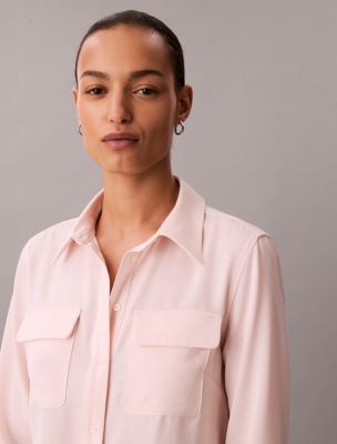 Utility Classic Button-Down Shirt, Silver Peony