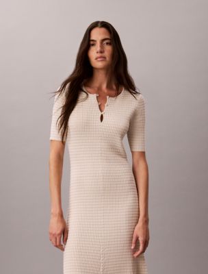 Женское платье Calvin Klein Cotton Rayon Stripe Midi, цвет: Сорбет — фото 3