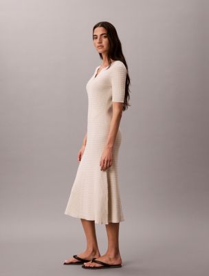 Женское платье Calvin Klein Cotton Rayon Stripe Midi, цвет: Сорбет — фото 4