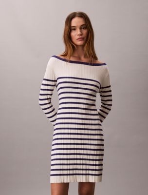 Женские платья Calvin Klein Stripe Long Sleeve Rib Mini Dress — фото 2
